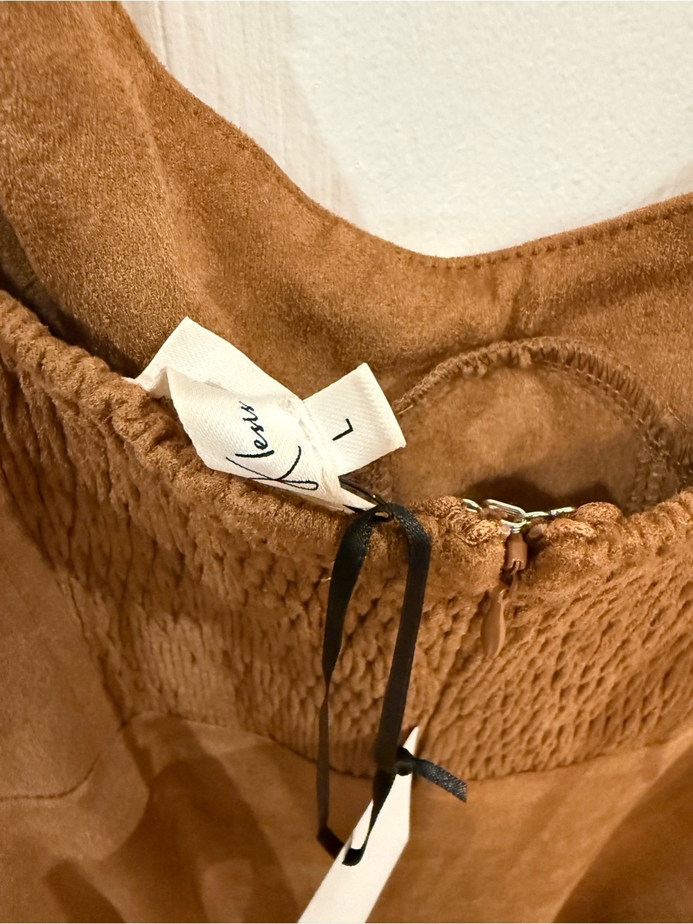 Klesis Emma Suede Corset Midi Dress- Camel, NEW, Size Large - Picture 10 of 10
